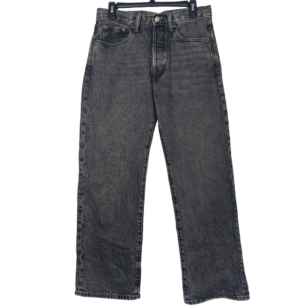 Gap 90s Loose Fit Mens 30x30 Wide Leg Black Acid Wash Button Fly Denim Jeans